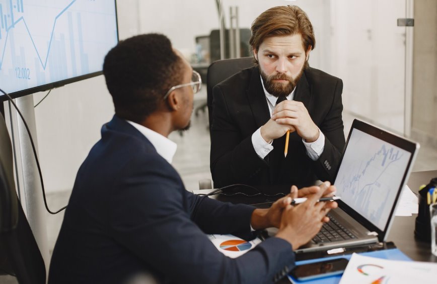 Professional meeting about protecting business reputation online